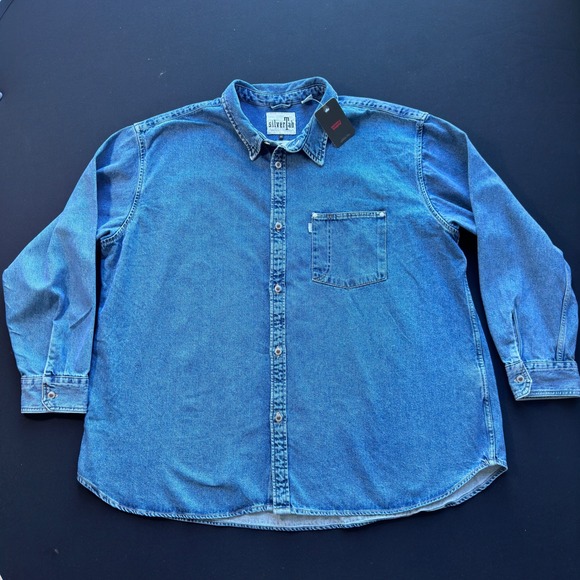 NWT Levi Silver Tab Denim Shirt Mens 2XL Oversized Metal Button Workwear Jacket
